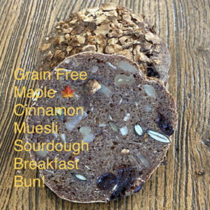 3 Pack- Grain Free "Maple Cinnamon Muesli" Sourdough Breakfast Bun- Paleo Vegan